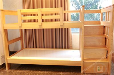 Giường tầng trẻ em gỗ sồi tự nhiên đẹp, hiện đại 04