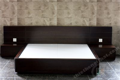 Giường ngủ hiện đại màu nâu 02 và Tab đầu giường 03