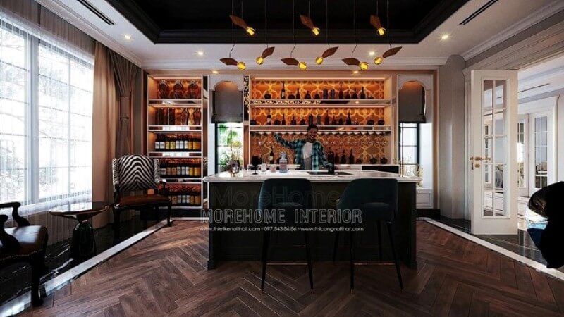 Sắp xếp quầy bar đẹp, sang trọng tại nhà. thiết kế biệt thự